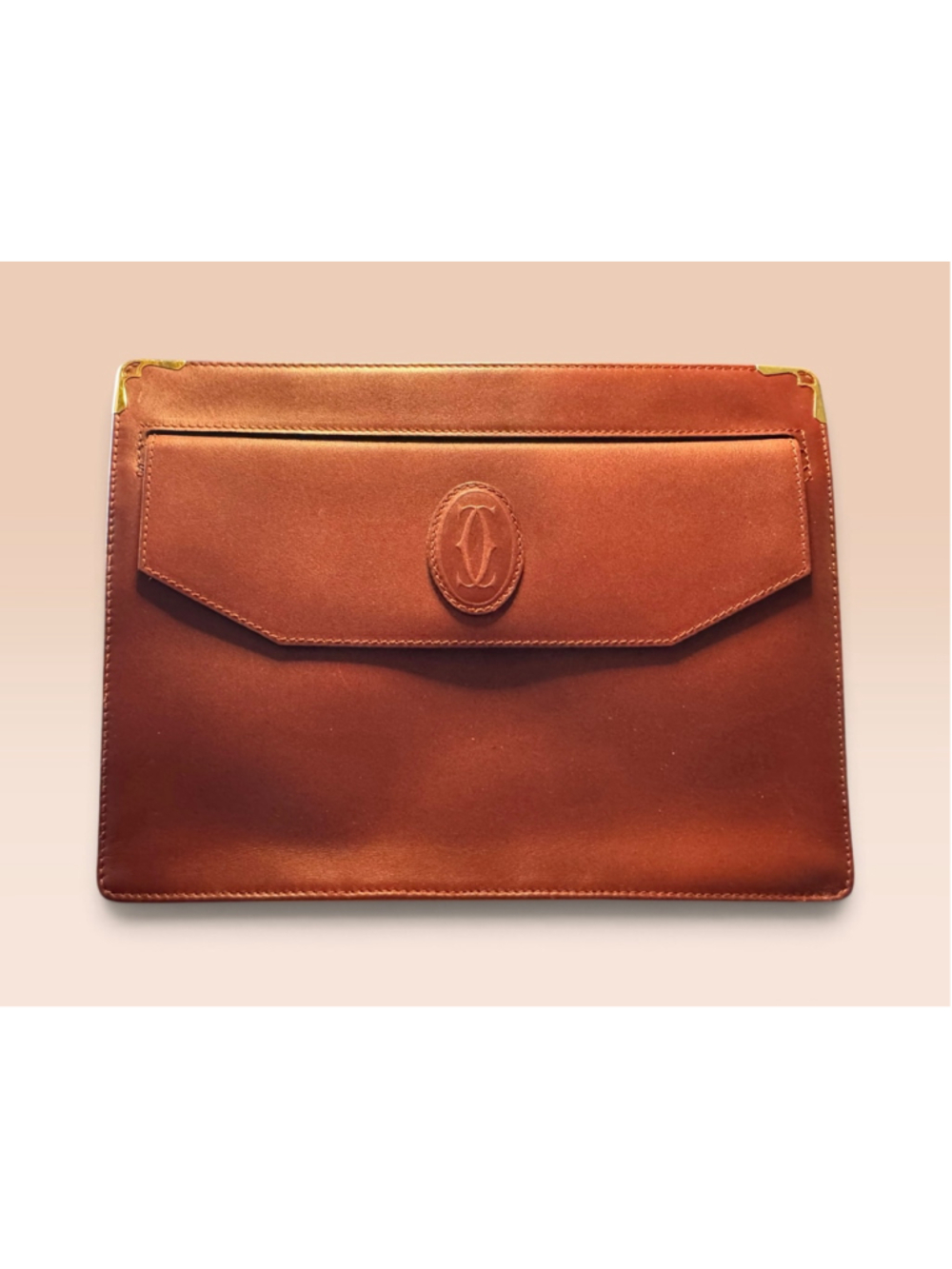 Women's Cartier Leather Clutch Bag Vintage with Registration Card